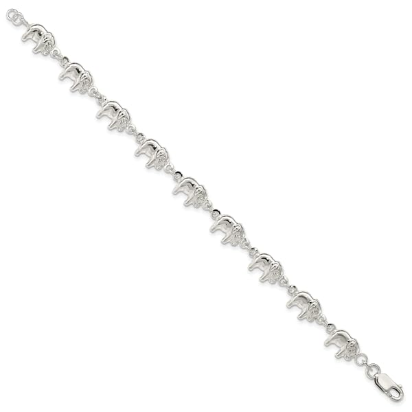 IceCarats 925 Sterling Silver Elephant Chain Charm Bracelet