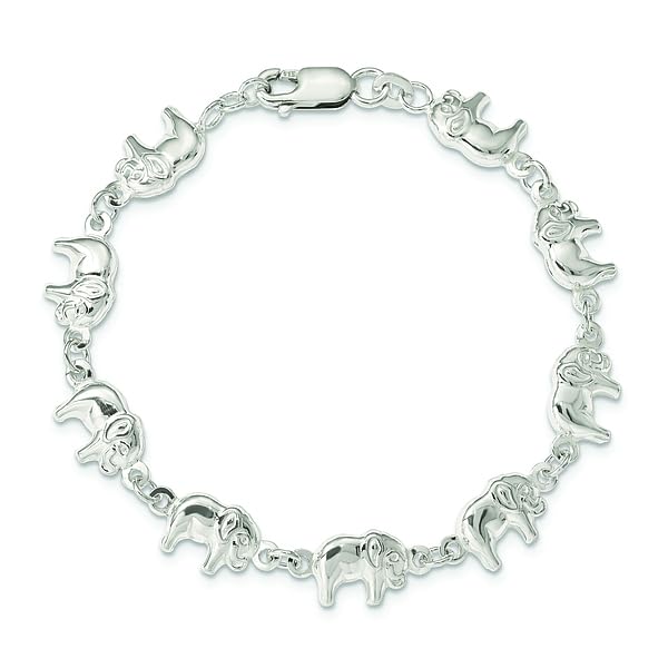 IceCarats 925 Sterling Silver Elephant Chain Charm Bracelet