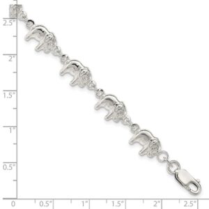 IceCarats 925 Sterling Silver Elephant Chain Charm Bracelet