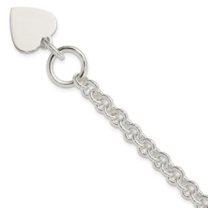 IceCarats 925 Sterling Silver Engraveable Heart Love Disc Link Toggle Chain Charm Bracelet 8.75 inch