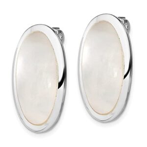 925 sterling silver mother of pearl oval non pierced clip on earrings