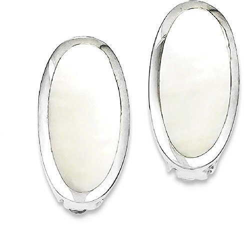 925 Sterling Silver Mother of Pearl Oval Non Pierced Clip On Earrings