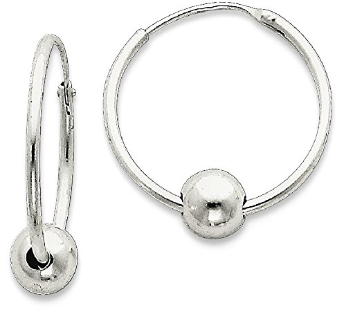 925 Sterling Silver Bead Endless Round Hoop Earrings