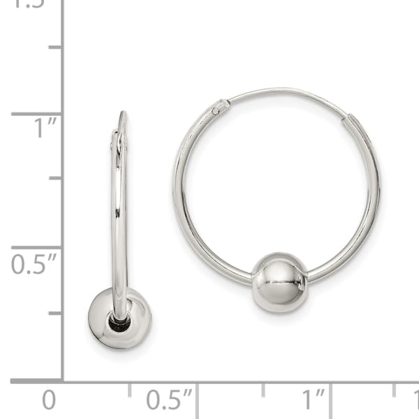 925 Sterling Silver Bead Endless Round Hoop Earrings