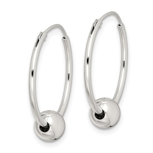 925 Sterling Silver Bead Endless Round Hoop Earrings