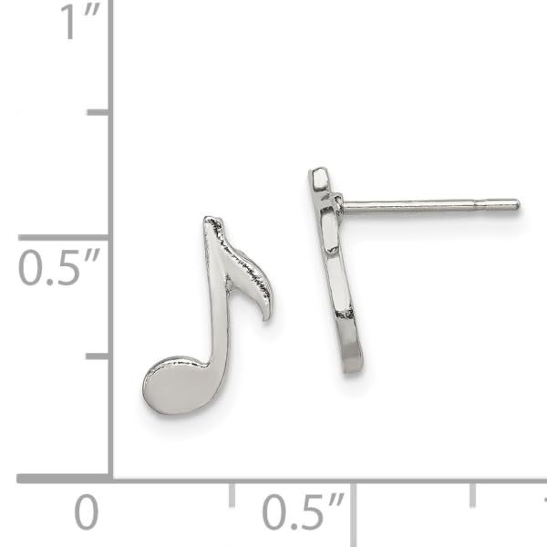 925 Sterling Silver Music Note Small Earrings