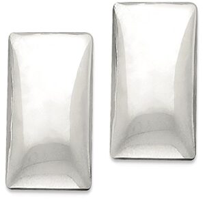 925 Sterling Silver Non Pierced Clip On Rectangle Stud Earrings