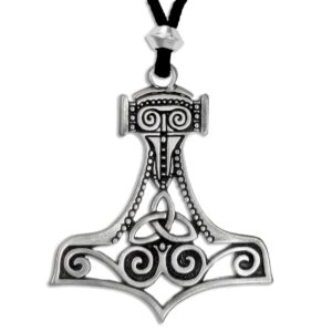 large thor's hammer necklace mjolnir pendant - pewter norse jewelry