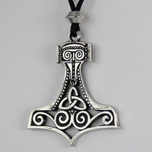 Large Thor's Hammer Necklace Mjolnir Pendant - Pewter Norse Jewelry