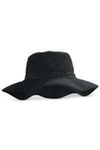 coolibar upf 50+ women's brittany beach hat - sun protective (one size- black)