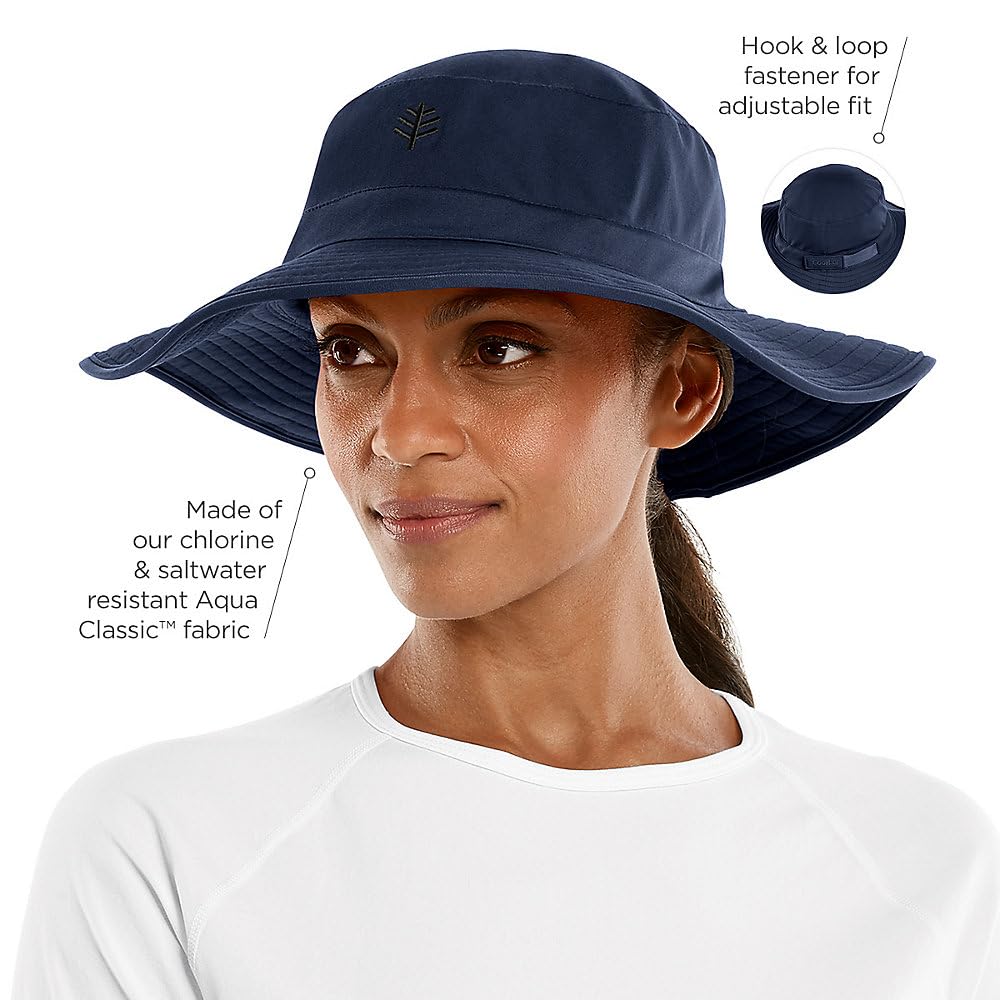 Coolibar UPF 50+ Women's Brittany Beach Hat - Sun Protective (One Size- Black)