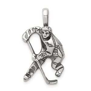 IceCarats 925 Sterling Silver Vintage Hockey Goalie Stick Puck Glove Player Necklace Charm Sports Pendant Only