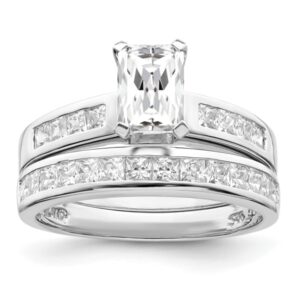 IceCarats 925 Sterling Silver Cubic Zirconia CZ Wedding Band Engagement Ring Bridal Jewelry Set Size 8