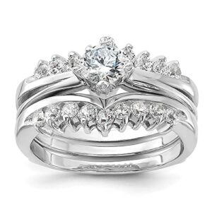 icecarats 925 sterling silver cubic zirconia cz wedding band engagement ring bridal jewelry set