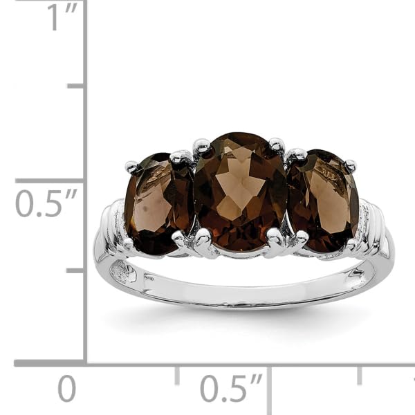 IceCarats 925 Sterling Silver 3 Stone Brown Smoky Quartz Diamond Ring Gemstone Band Size 7