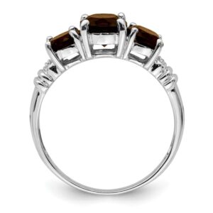 IceCarats 925 Sterling Silver 3 Stone Brown Smoky Quartz Diamond Ring Gemstone Band Size 7