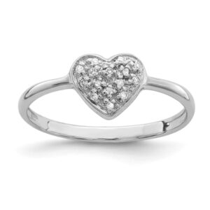 IceCarats 925 Sterling Silver Diamond Heart Ring Love Band Size 6