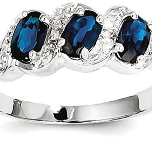 IceCarats 925 Sterling Silver Blue Sapphire Diamond Ring Gemstone Band Size 7.00