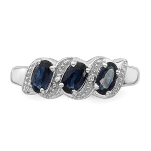 IceCarats 925 Sterling Silver Blue Sapphire Diamond Ring Gemstone Band Size 7.00