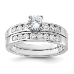 icecarats 925 sterling silver cubic zirconia cz wedding band engagement ring bridal jewelry set