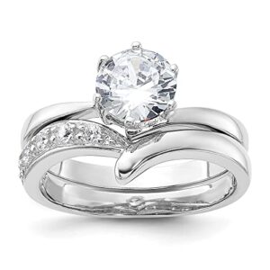 IceCarats 925 Sterling Silver Cubic Zirconia CZ Wedding Band Engagement Ring Bridal Jewelry Set