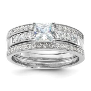 icecarats 925 sterling silver cubic zirconia cz 3 piece wedding set band engagement ring size 6