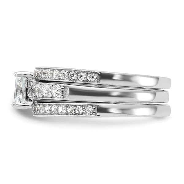 IceCarats 925 Sterling Silver Cubic Zirconia CZ 3 Piece Wedding Set Band Engagement Ring Size 6