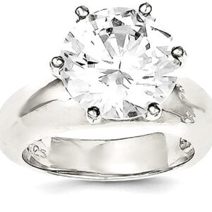 925 Sterling Silver Solitaire Round Cubic Zirconia CZ Engagement Ring Size 6