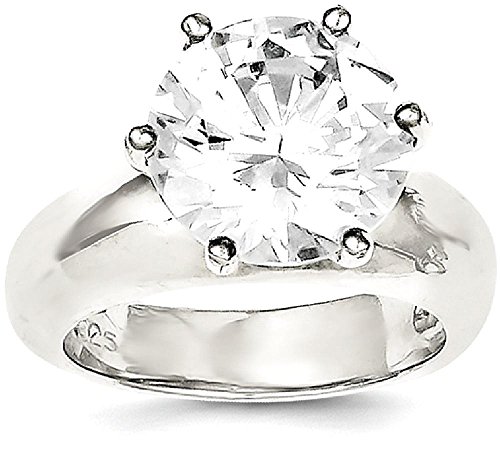 925 Sterling Silver Solitaire Round Cubic Zirconia CZ Engagement Ring Size 8