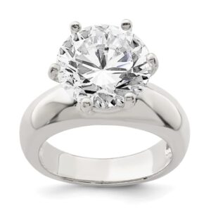 925 Sterling Silver Solitaire Round Cubic Zirconia CZ Engagement Ring Size 8