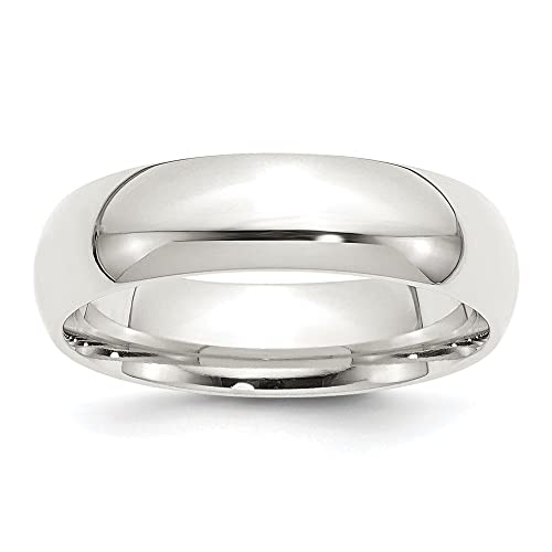 IceCarats 925 Sterling Silver 6mm Comfort Fit Plain Classic Wedding Band Ring Size 6.5