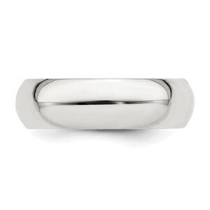 IceCarats 925 Sterling Silver 6mm Comfort Fit Plain Classic Wedding Band Ring Size 6.5