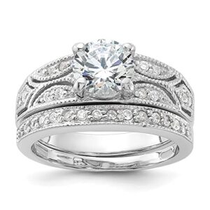 IceCarats 925 Sterling Silver Cubic Zirconia CZ Wedding Band Engagement Ring Bridal Jewelry Set Size 8