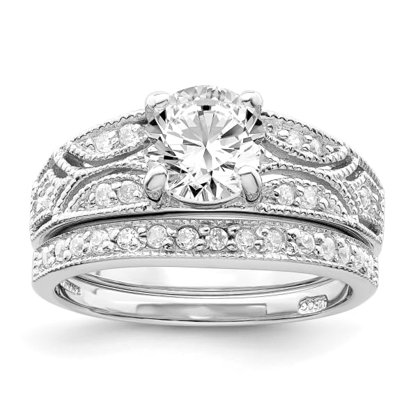 IceCarats 925 Sterling Silver Cubic Zirconia CZ Wedding Band Engagement Ring Bridal Jewelry Set Size 8