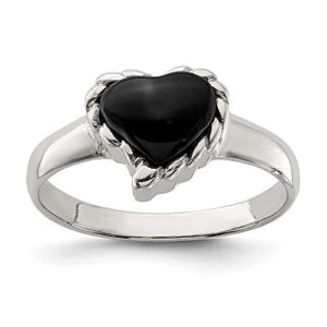 925 sterling silver black onyx heart love ring size 6