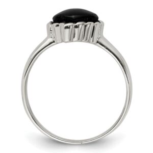 925 Sterling Silver Black Onyx Heart Love Ring Size 6