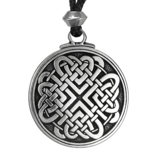 Pewter Celtic Love Knot Necklace - Woven Heart Pendant (1.25" Diameter)