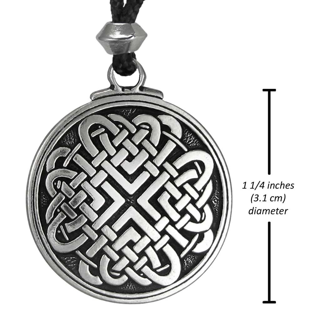 Pewter Celtic Love Knot Necklace - Woven Heart Pendant (1.25" Diameter)