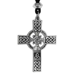 men's pewter celtic knot cross pendant necklace