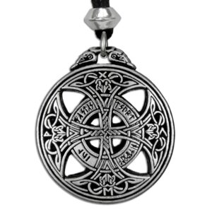 pewter large celtic love knot pendant rune necklace - 1 3/8 inch diameter