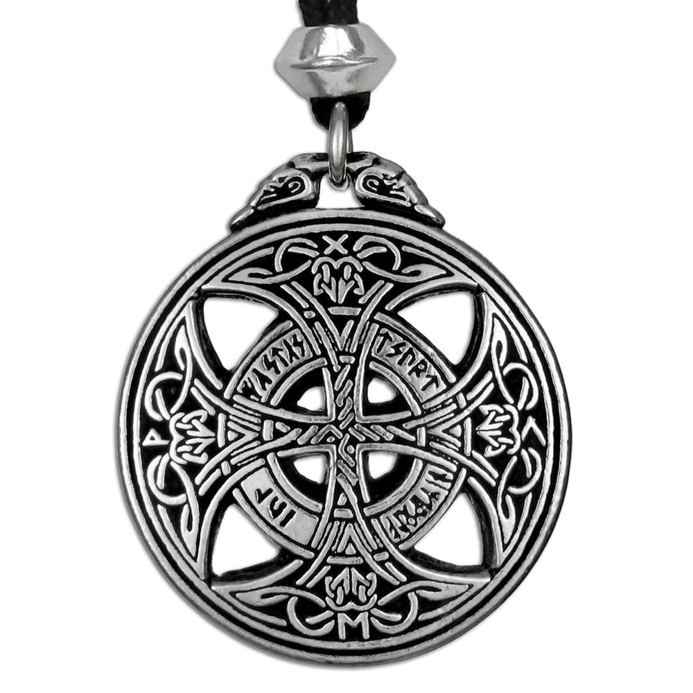 Pewter Large Celtic Love Knot Pendant Rune Necklace - 1 3/8 Inch Diameter