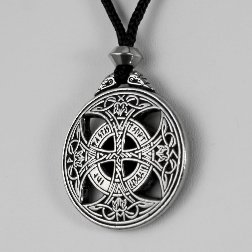 Pewter Large Celtic Love Knot Pendant Rune Necklace - 1 3/8 Inch Diameter