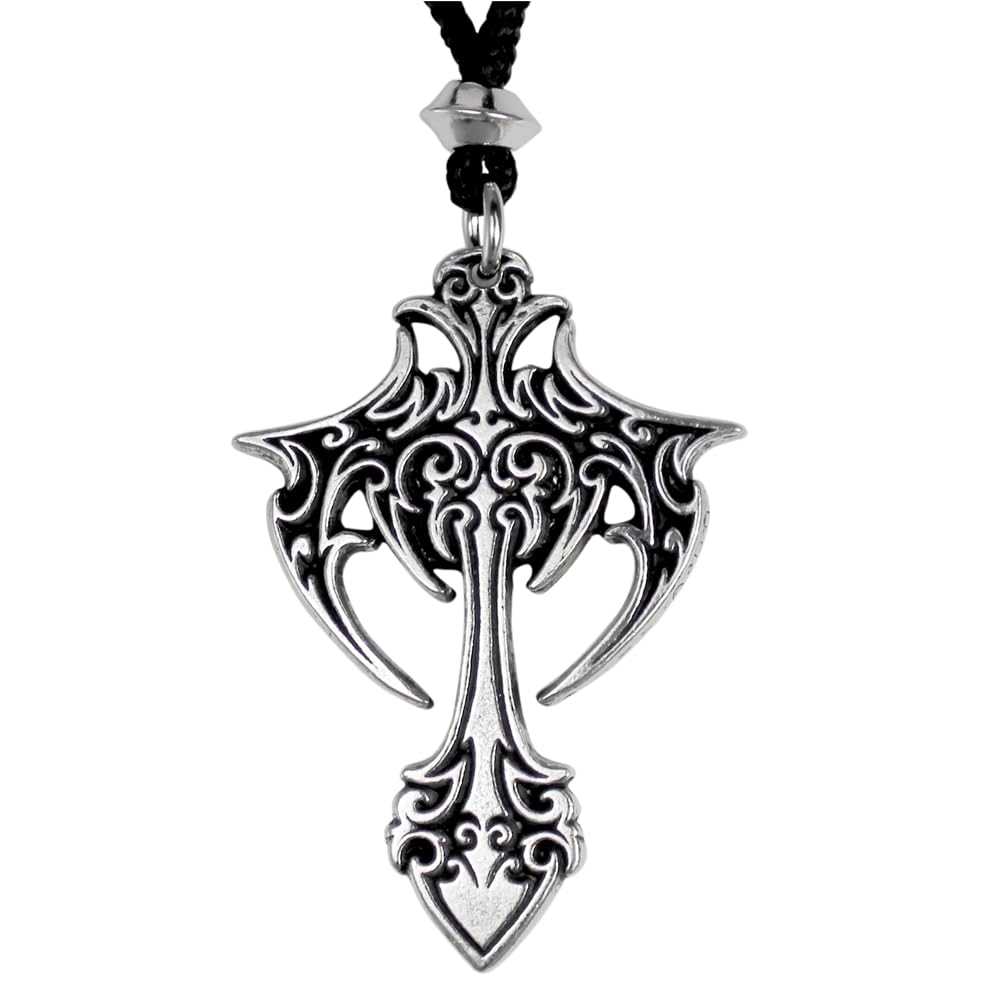 Pewter Gothic Cross Pendant Necklace (1.75" Long)