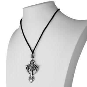 Pewter Gothic Cross Pendant Necklace (1.75" Long)