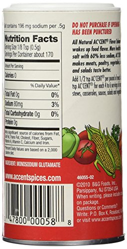 ACCENT FLAVOR SEASONING SPICE ALL NATURAL FOOD ENHANCER 3 OZ