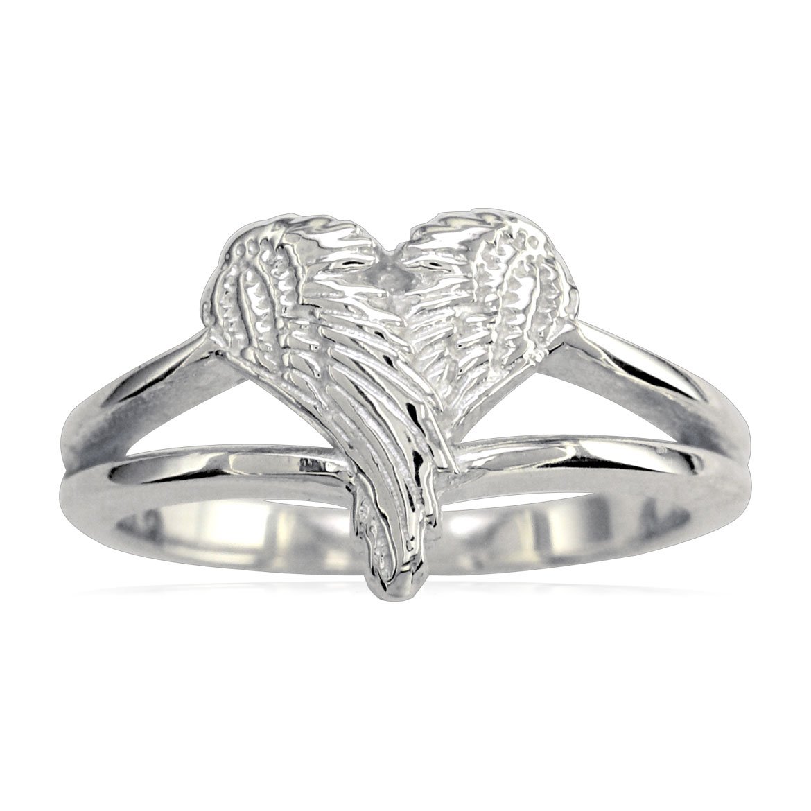 Small Angel Heart Wings Ring, Wings of Love, 12mm in Sterling Silver Size 7