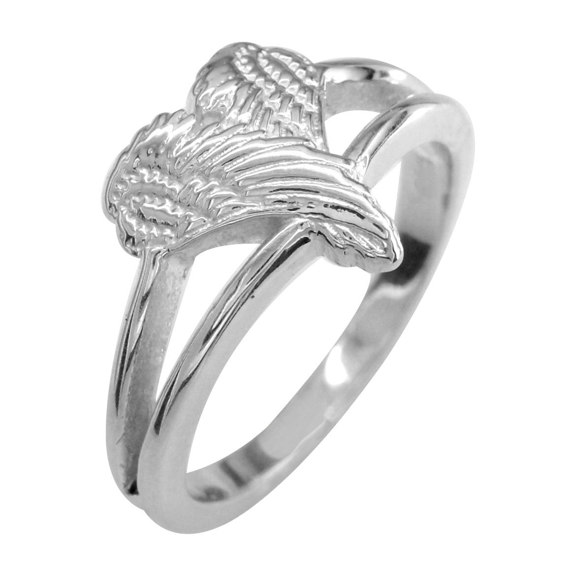 Small Angel Heart Wings Ring, Wings of Love, 12mm in Sterling Silver Size 7