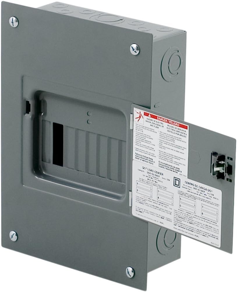 Square D - QO816L100DF QO 100-Amp 8-Spaces 16-Circuit Indoor Flush Mount Main Lugs Load Center with Cover and Door