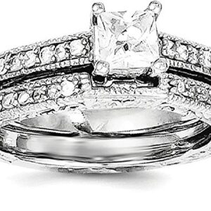 IceCarats 925 Sterling Silver Cubic Zirconia CZ Wedding Band Engagement Ring Bridal Jewelry Set Size 6