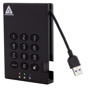 Apricorn 500GB Aegis Padlock USB 3.0 256-bit AES XTS Hardware Encrypted Portable External Hard Drive (A25-3PL256-500)